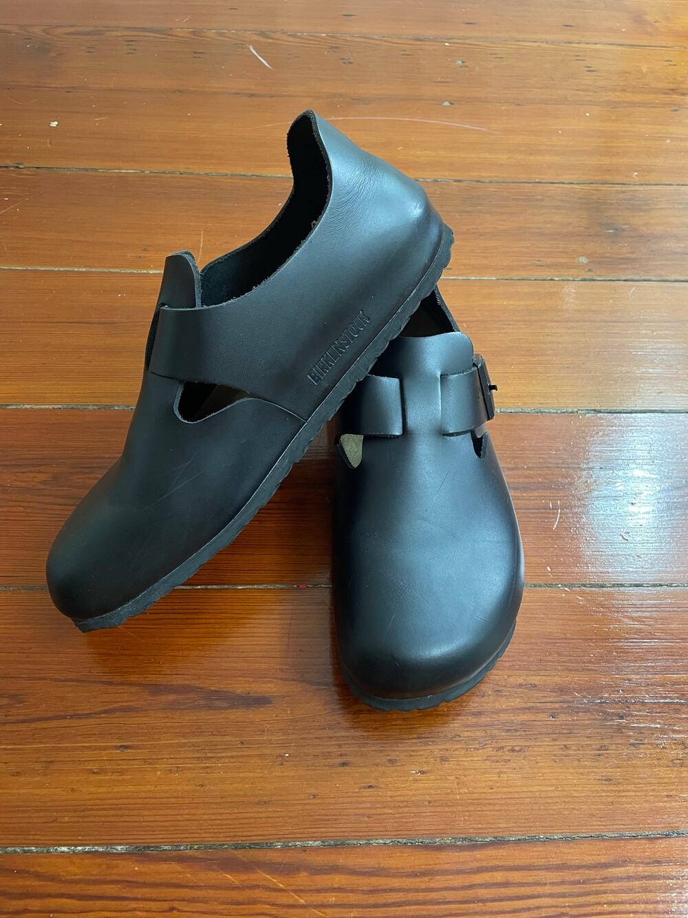 Birkenstock London Black Leather Clogs Shoes EU 41 US M8 W10 Regular Germany